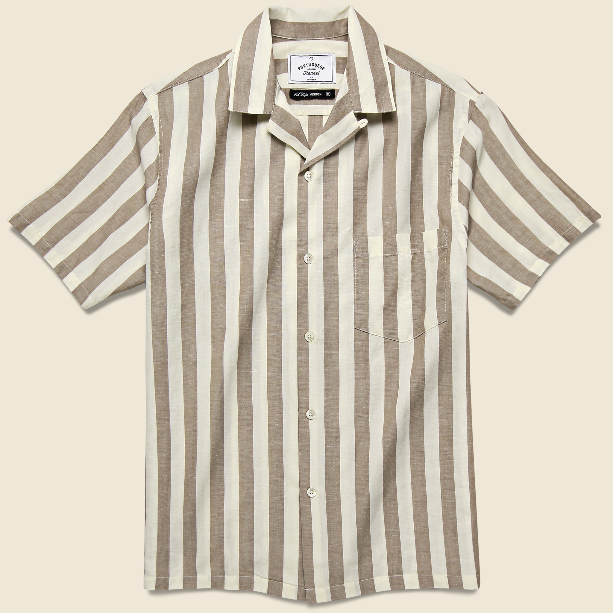 Bayonne Camp Shirt - Brown/White - Portuguese Flannel - STAG Provisions - Tops - S/S Woven - Stripe