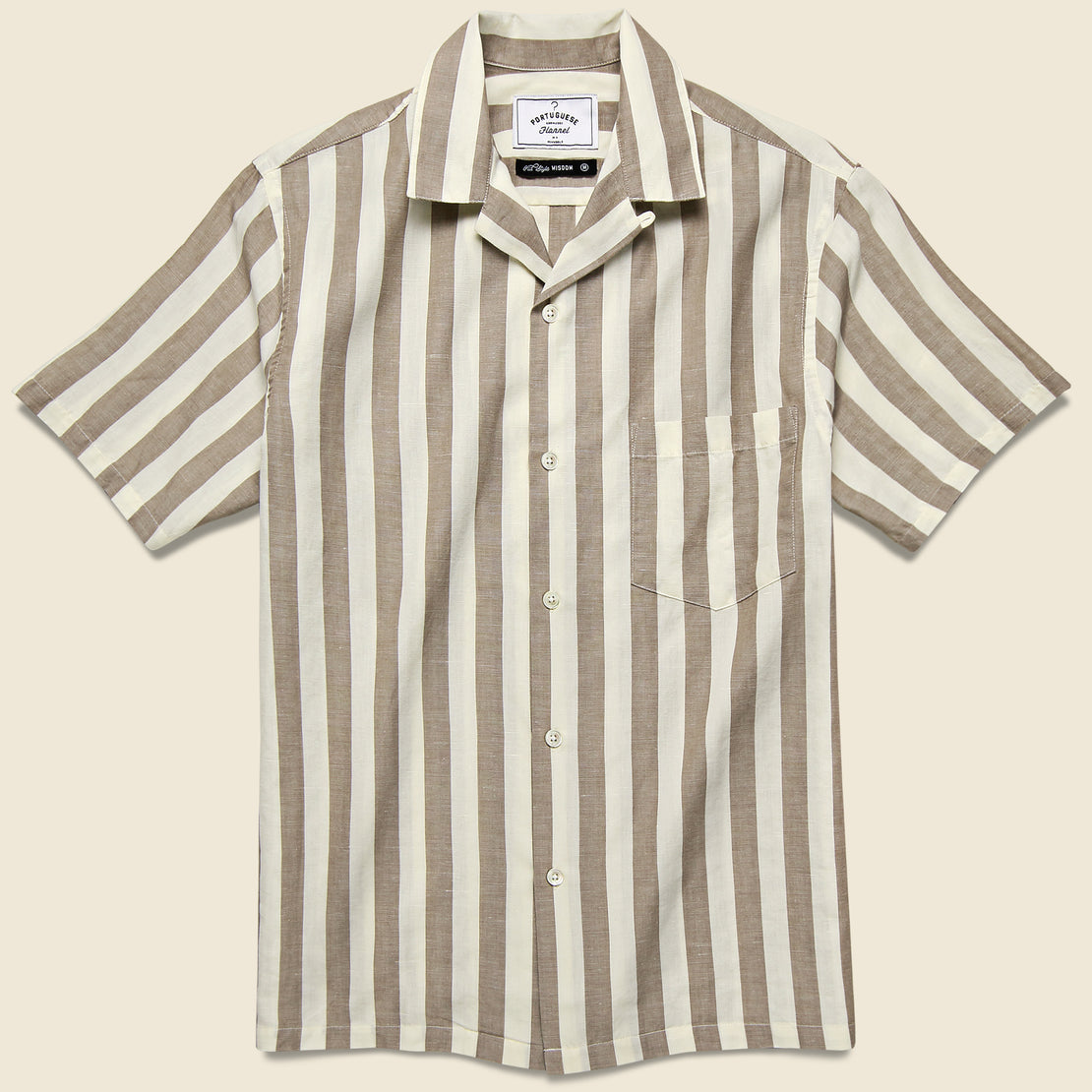 Portuguese Flannel Bayonne Camp Shirt - Brown/White