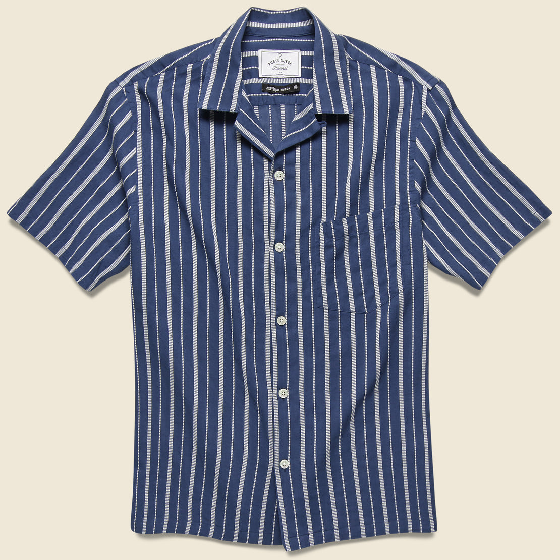 Portuguese Flannel Jimmy Camp Shirt - Blue/White