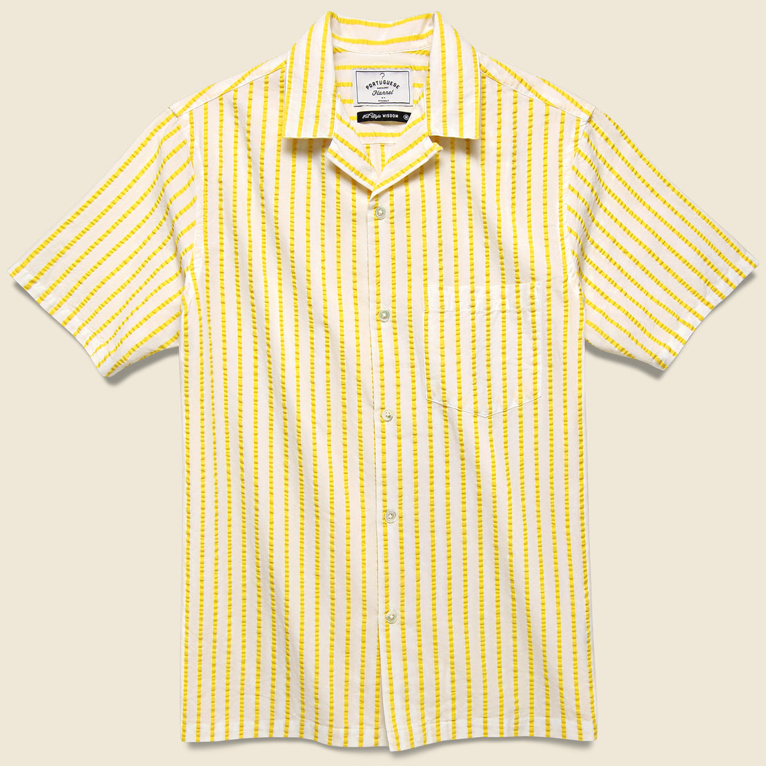 Portuguese Flannel Rayures Camp Shirt - White/Yellow
