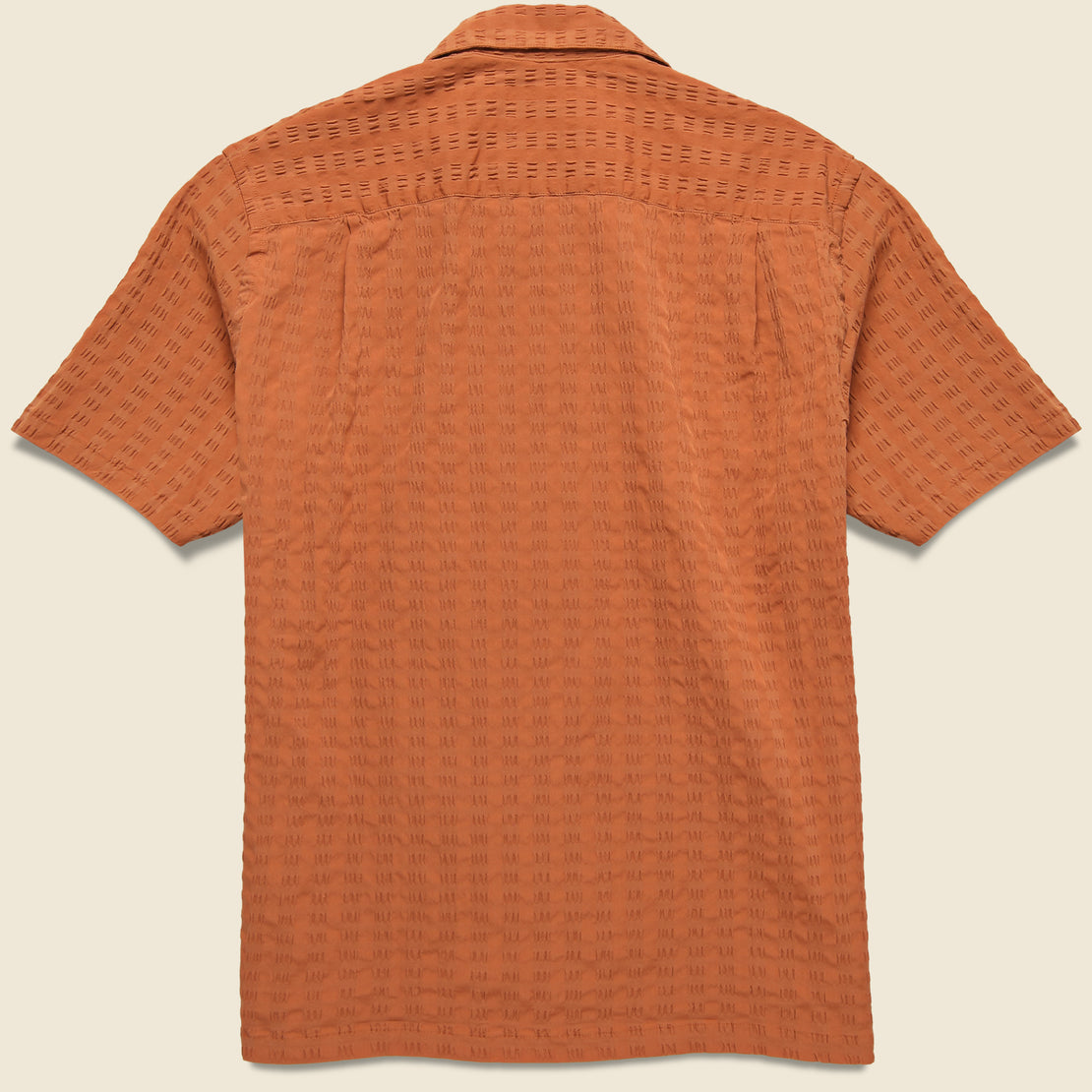 Square Seersucker Camp Shirt - Terracotta - Portuguese Flannel - STAG Provisions - Tops - S/S Woven - Other Pattern