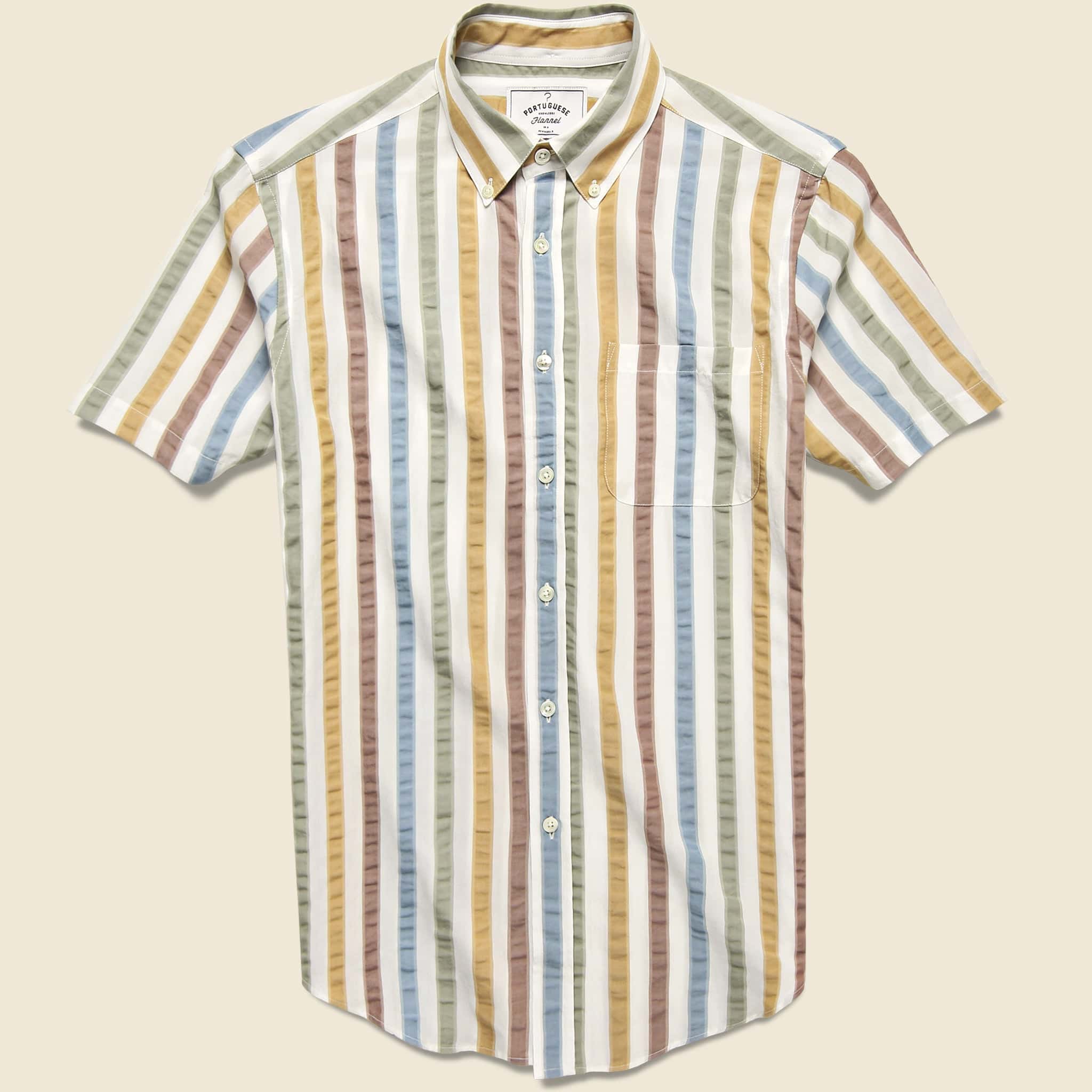 Water Color Shirt - White - Portuguese Flannel - STAG Provisions - Tops - S/S Woven - Stripe