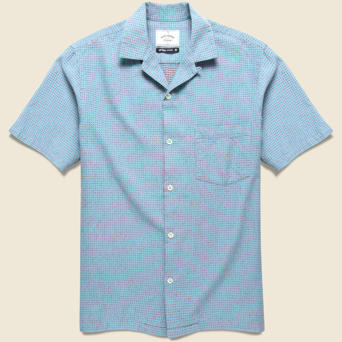 Portuguese Flannel Ring Woven Dot Shirt - Blue/Brick