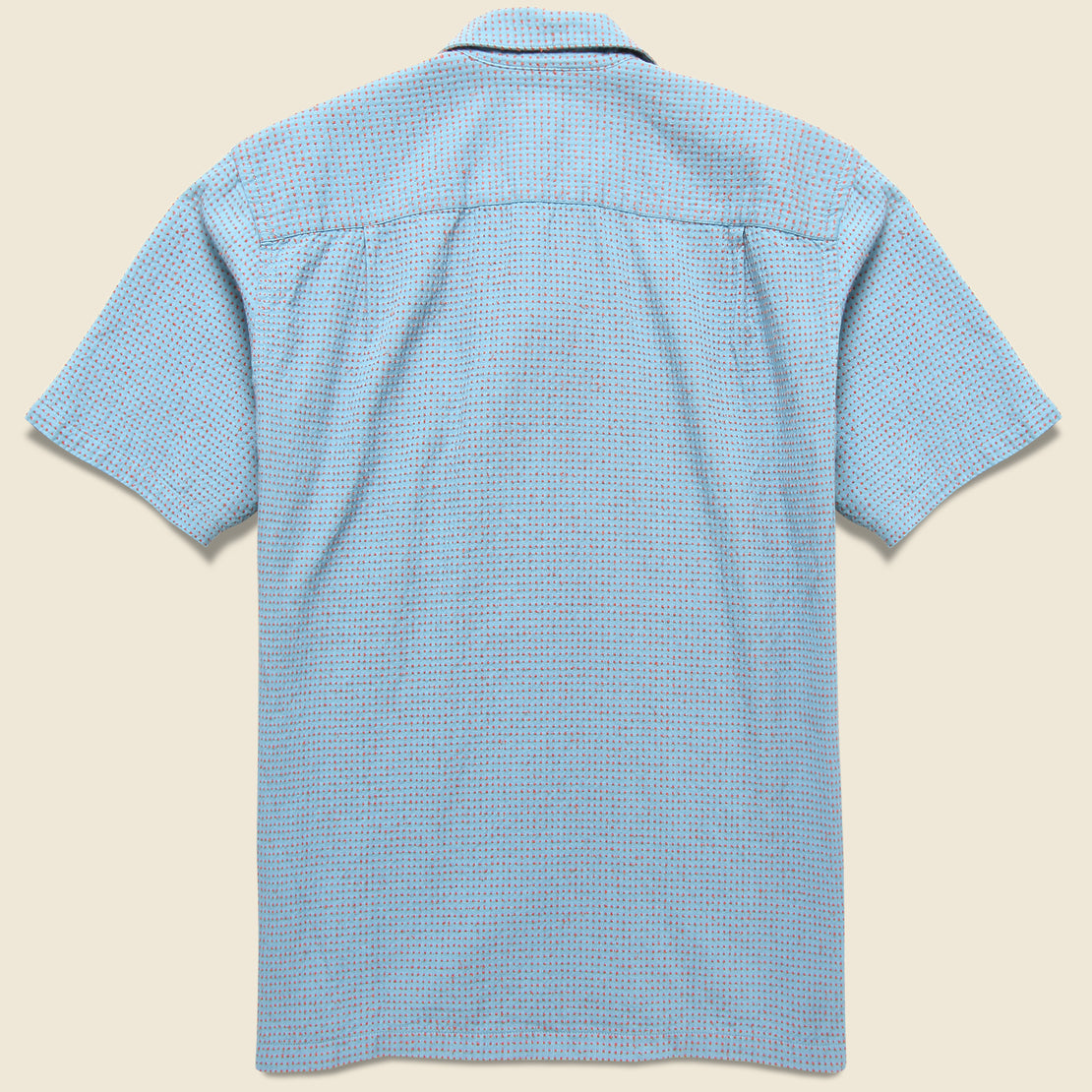 Ring Woven Dot Shirt - Blue/Brick