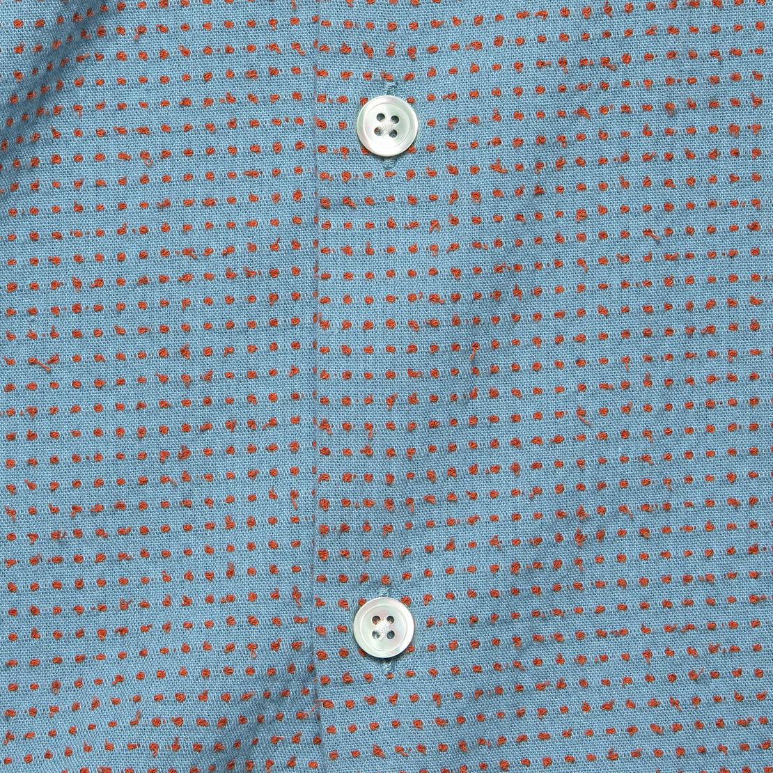 Ring Woven Dot Shirt - Blue/Brick