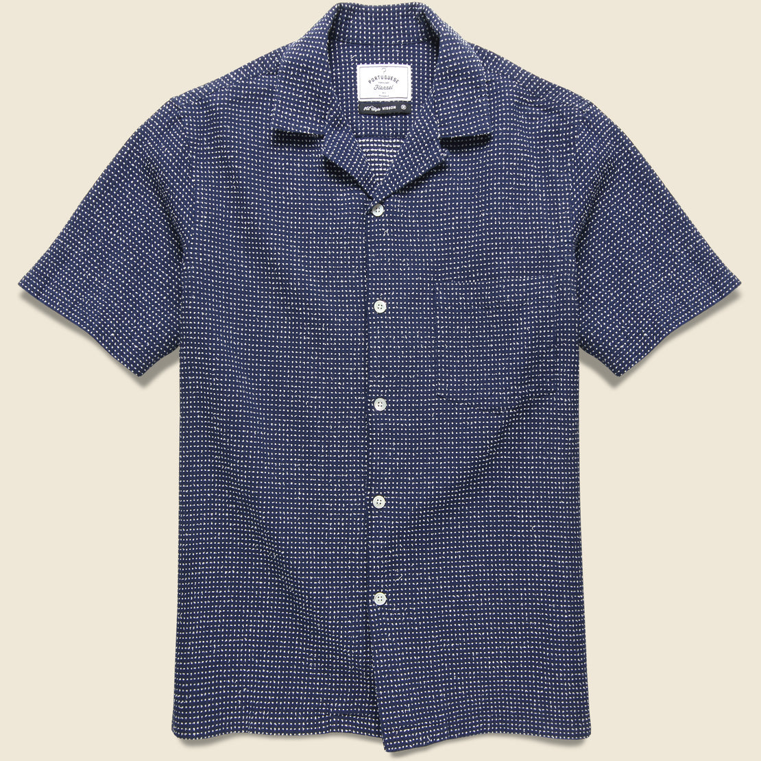Portuguese Flannel Ring Woven Dot Shirt - Navy