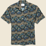 Plasmic Block Print Shirt - Blue - Portuguese Flannel - STAG Provisions - Tops - S/S Woven - Other Pattern