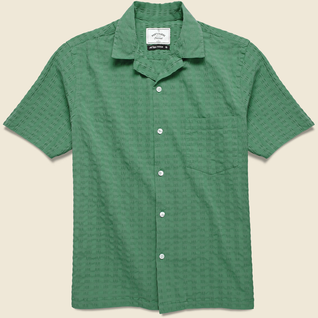 Portuguese Flannel Big Square Seersucker Shirt - Green