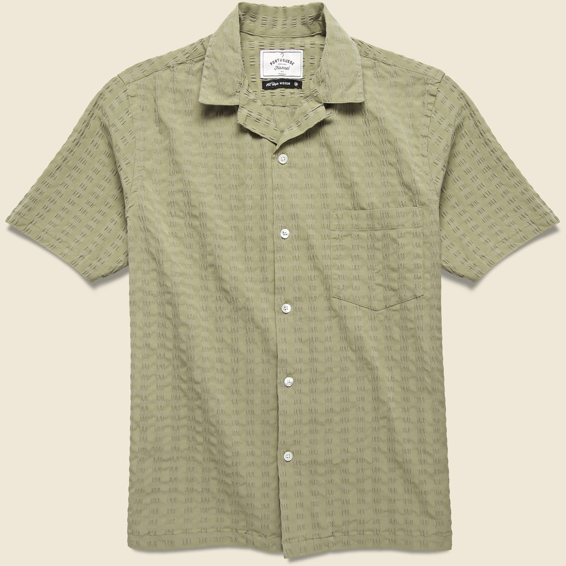 Portuguese Flannel Big Square Seersucker Shirt - Khaki