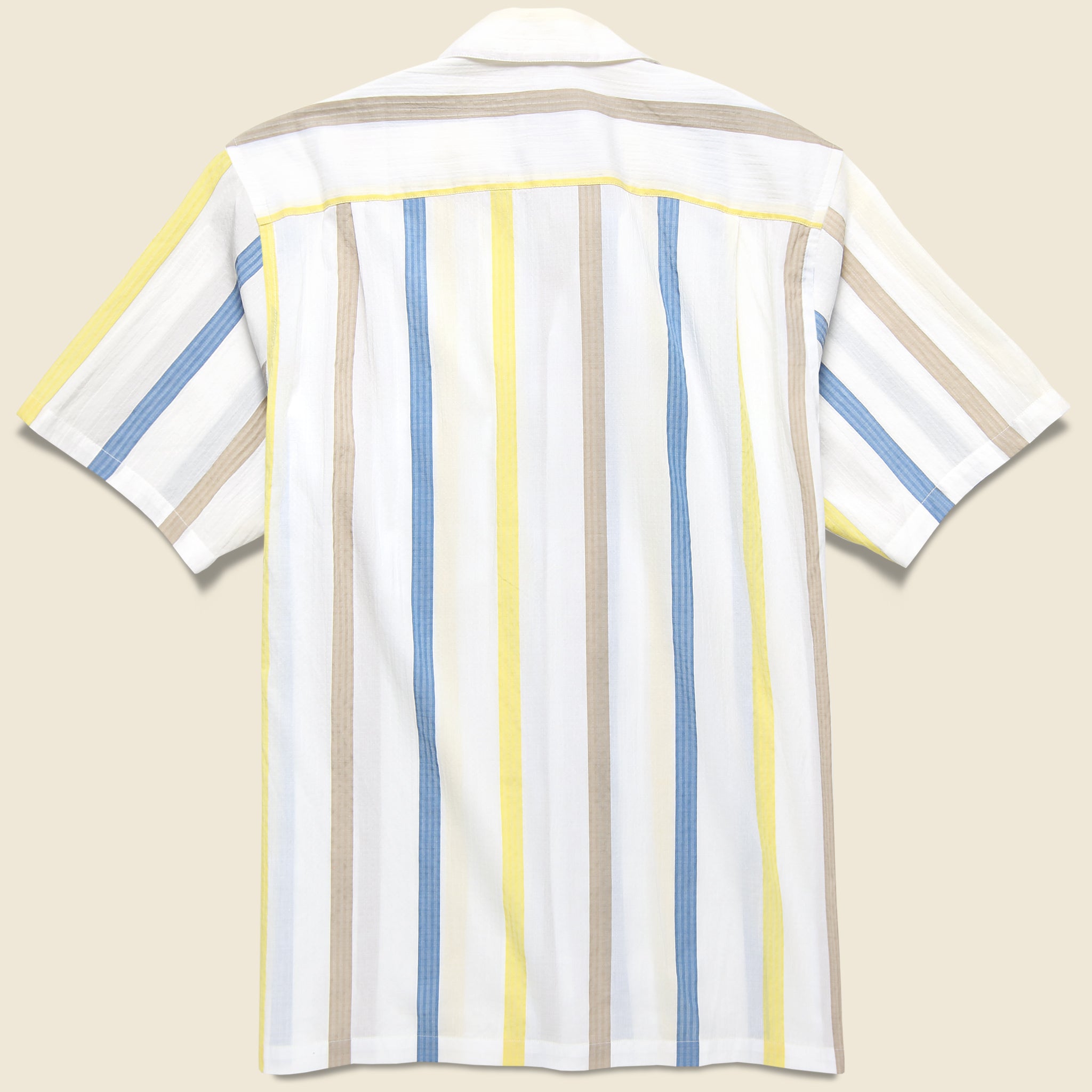 
                          Riviera Stripe Shirt - White/Blue/Yellow - Portuguese Flannel - STAG Provisions - Tops - S/S Woven - Stripe
                        