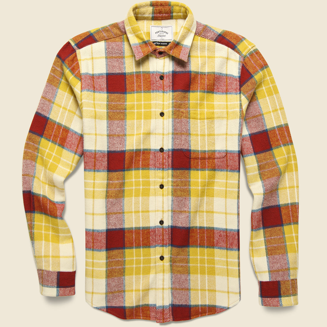 Portuguese Flannel Happy Check Shirt - Yellow/Red