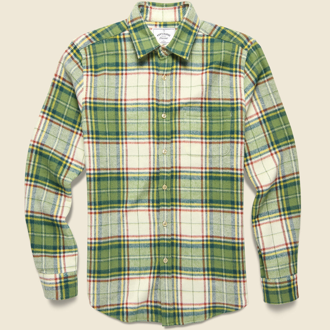 Portuguese Flannel Portland Check Shirt - Cream/Green