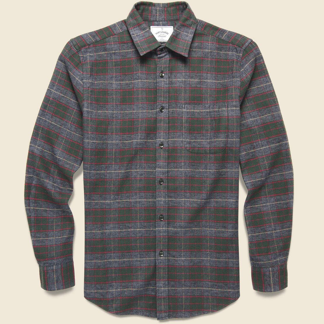 Portuguese Flannel Land Shirt - Green/Grey