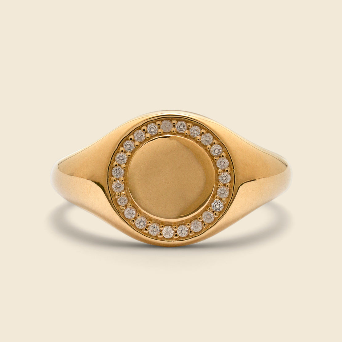 Miansai Halo Signet Ring - Gold/White Sapphire