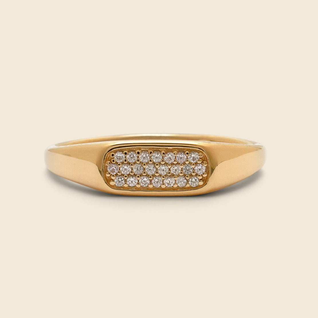 Miansai Pax Signet Ring - Gold/White Sapphire