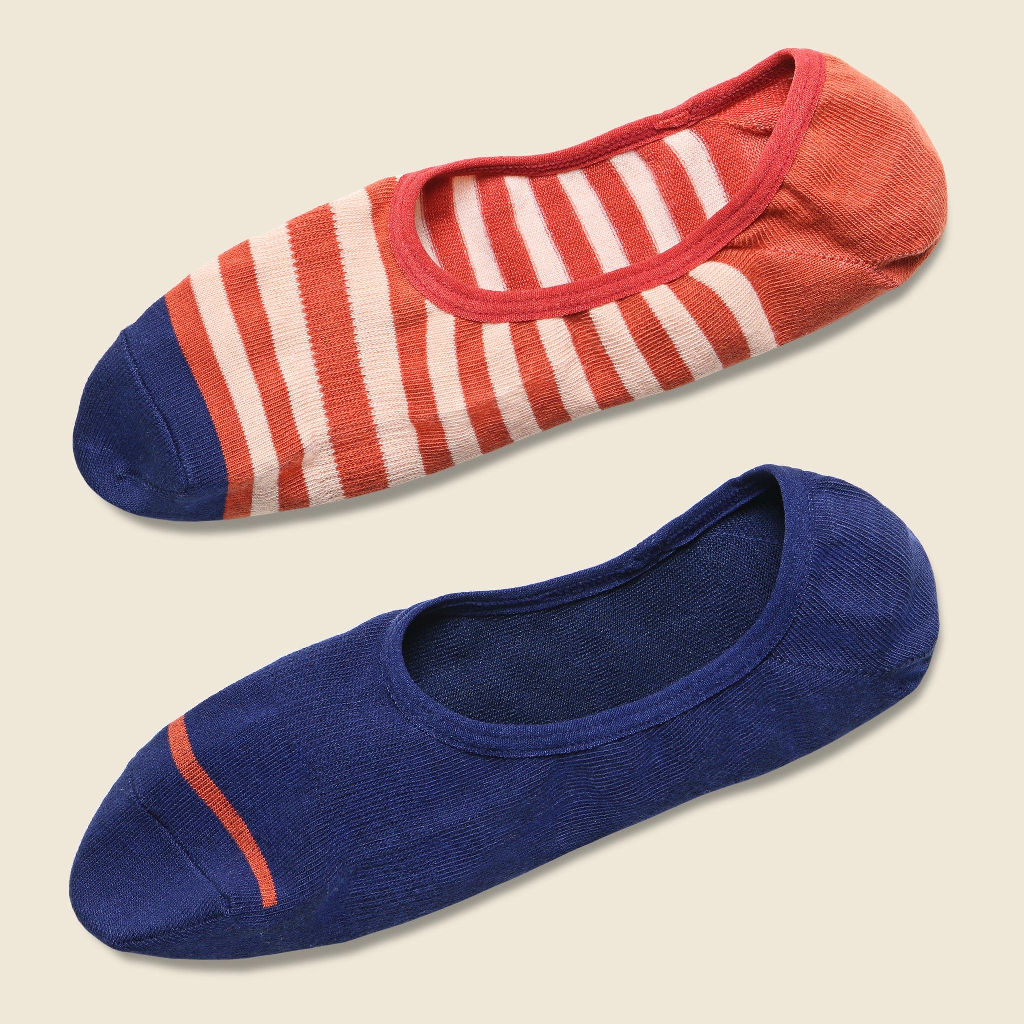 Theo No Show 2-Pack - Navy/Red - Richer Poorer - STAG Provisions - Accessories - Socks