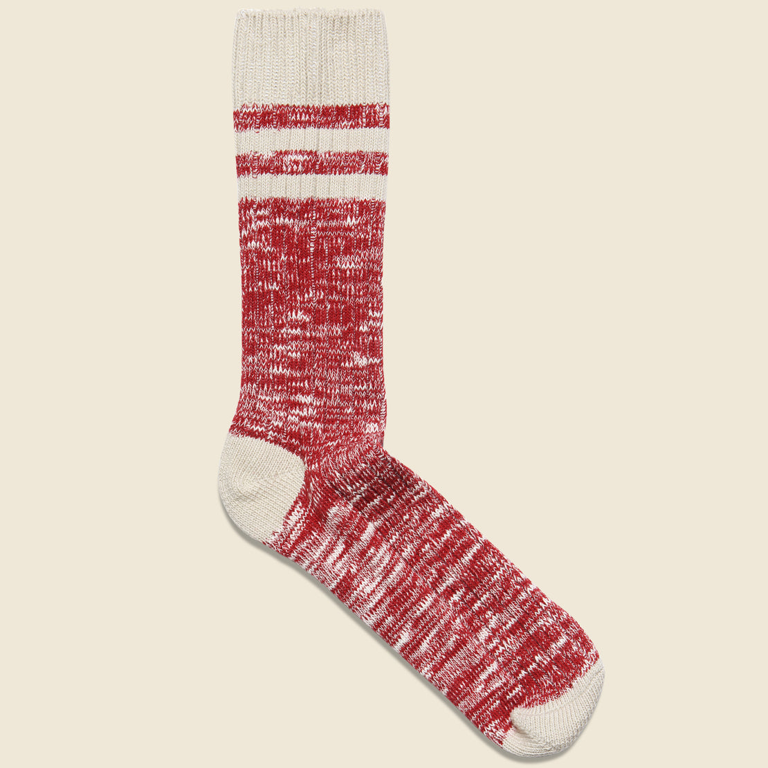 Richer Poorer Stitcher Sock - Red/Oatmeal