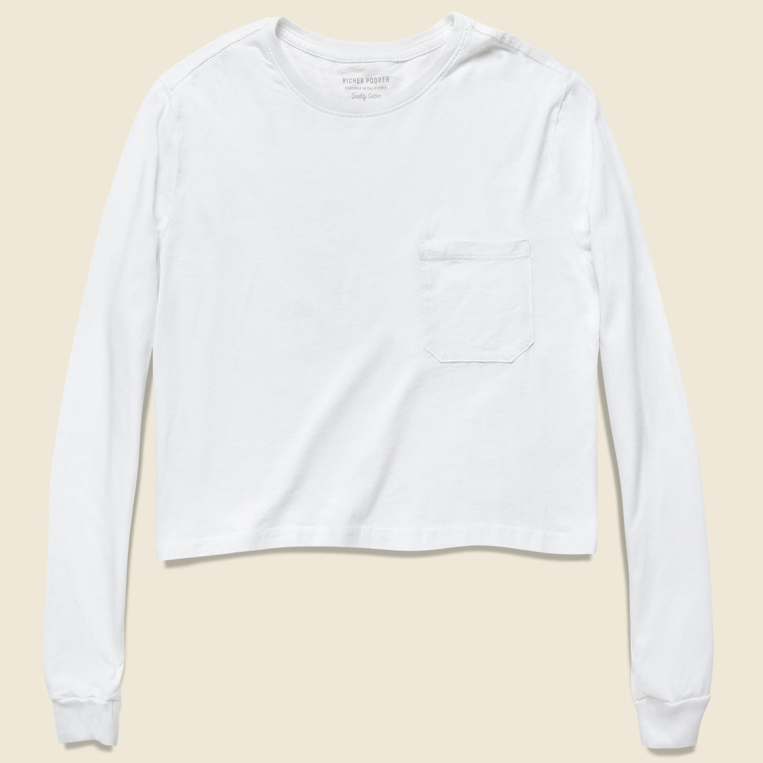 Richer Poorer Long Sleeve Cropped Tee - White