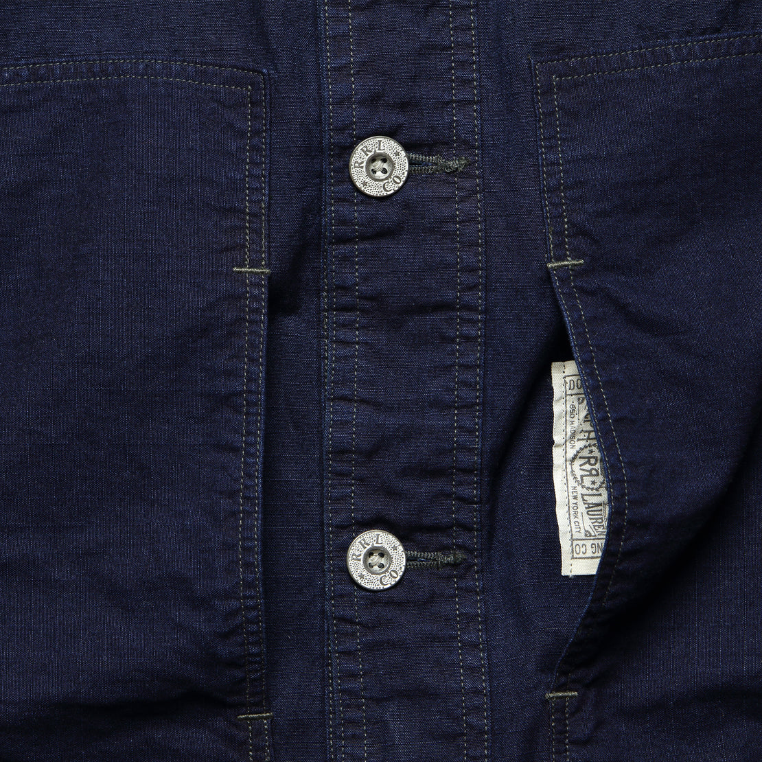 Shawl Collar Japanese Ripstop Shirt - Dark Indigo - RRL - STAG Provisions - Tops - L/S Woven - Overshirt