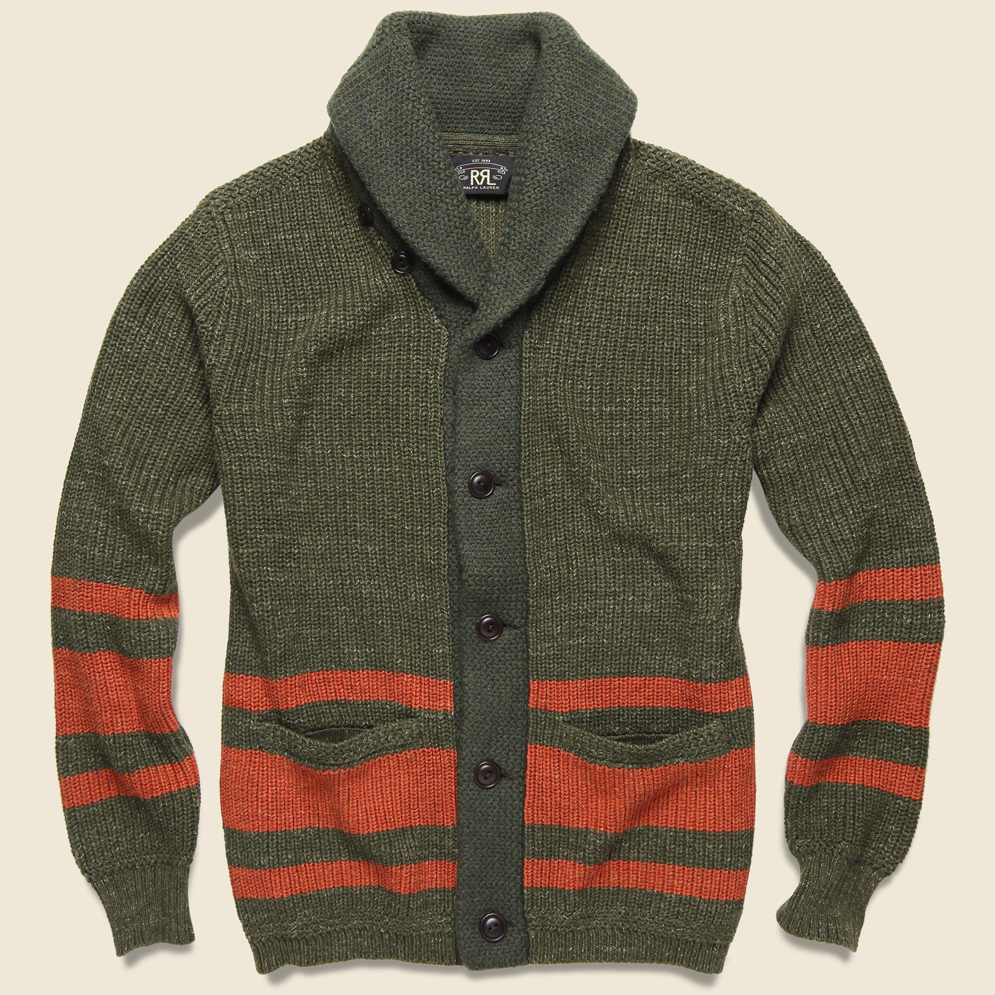 Shawl Collar Cardigan - Olive Drab/Orange - RRL - STAG Provisions - Tops - Sweater