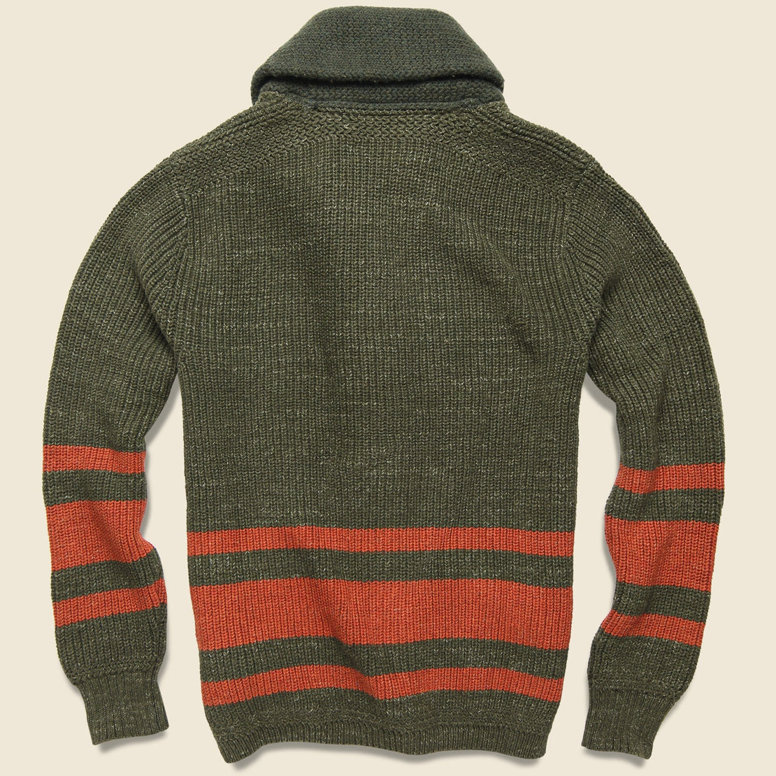 Shawl Collar Cardigan - Olive Drab/Orange