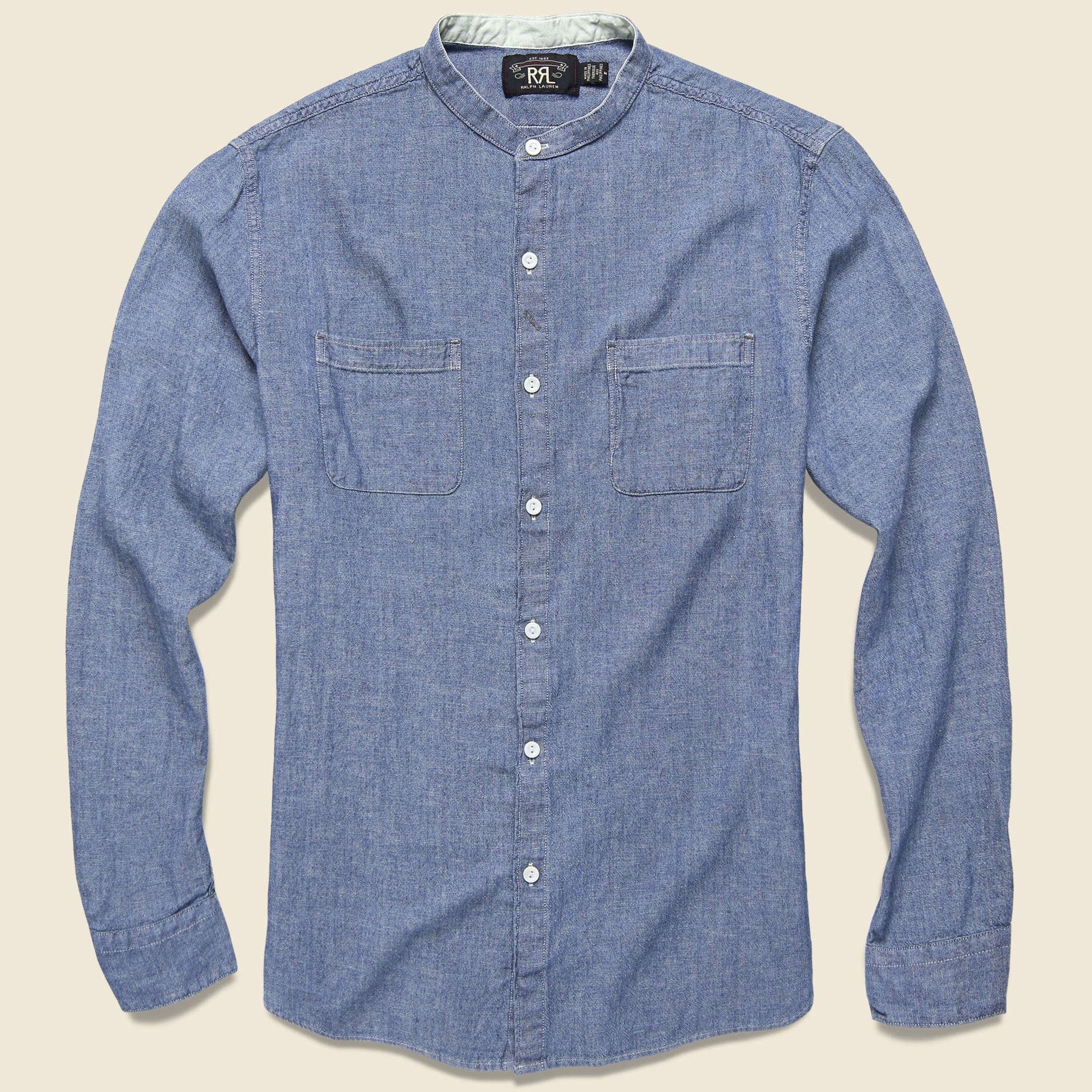 Weiland Band Collar Shirt - Indigo Chambray - RRL - STAG Provisions - Tops - L/S Woven - Solid
