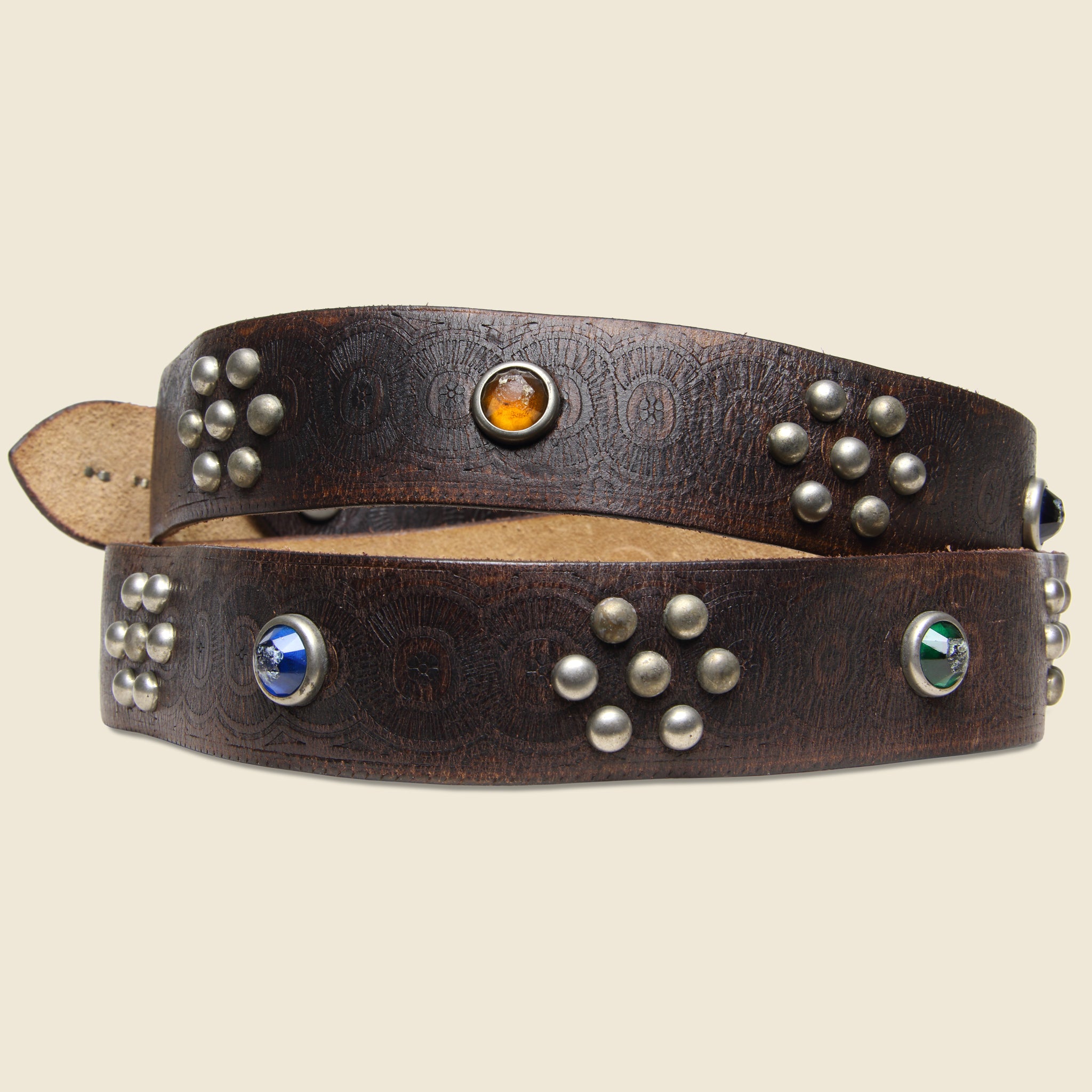 
                          Rasco Studded Leather Belt - Vintage Black - RRL - STAG Provisions - Accessories - Belts
                        