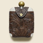 Tooled Leather Hip Flask - Brown - RRL - STAG Provisions - Gift - Glassware / Barware