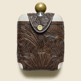Tooled Leather Hip Flask - Brown - RRL - STAG Provisions - Gift - Glassware / Barware