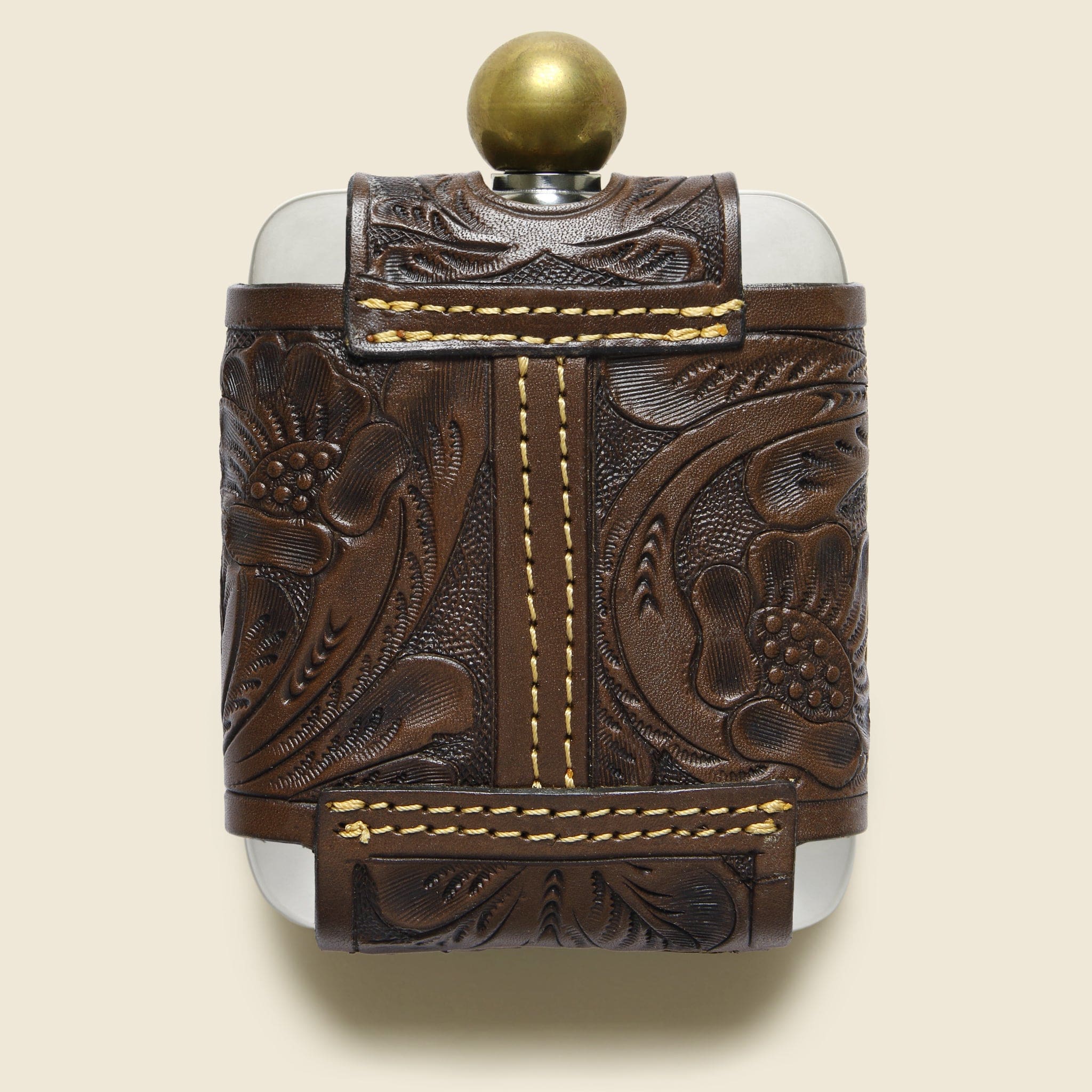 
                          Tooled Leather Hip Flask - Brown - RRL - STAG Provisions - Gift - Glassware / Barware
                        