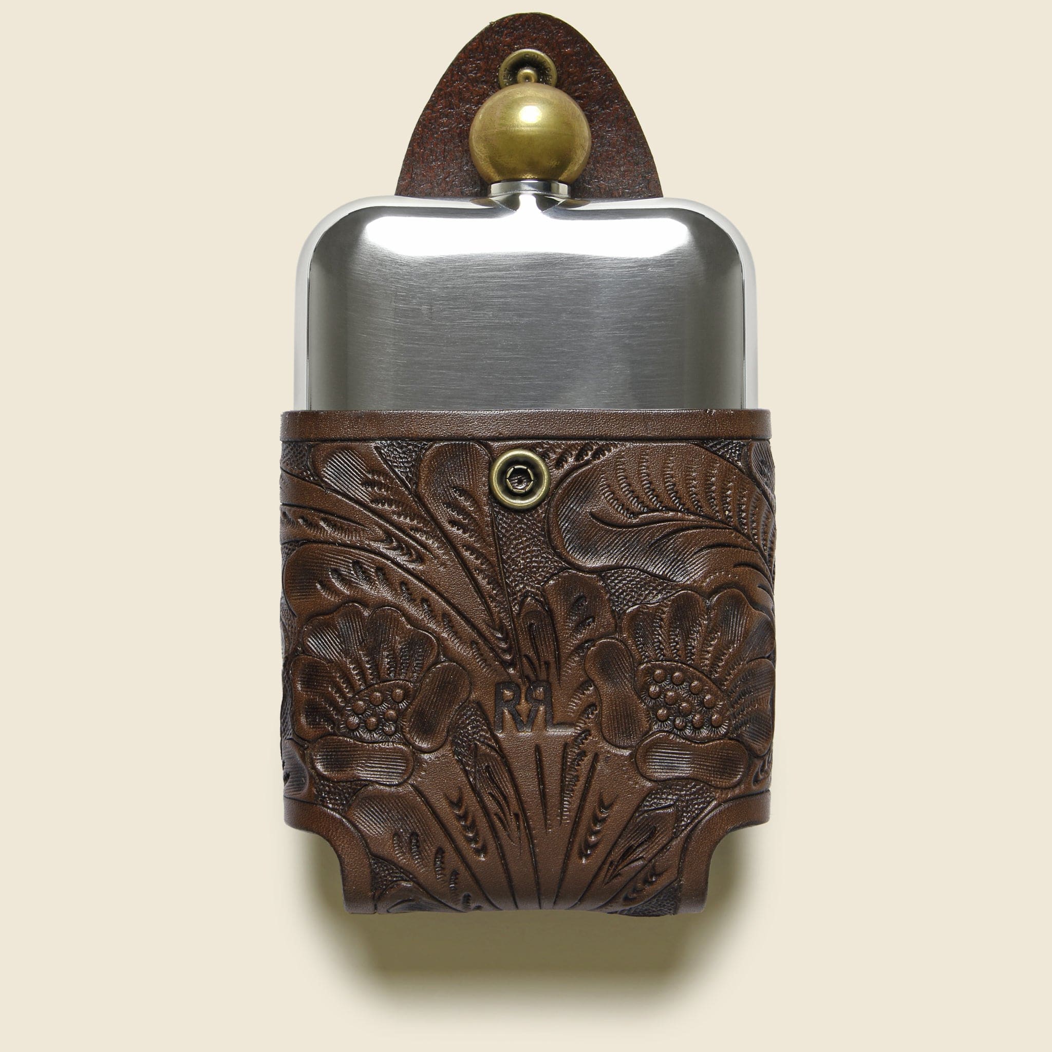 
                          Tooled Leather Hip Flask - Brown - RRL - STAG Provisions - Gift - Glassware / Barware
                        