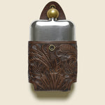 Tooled Leather Hip Flask - Brown - RRL - STAG Provisions - Gift - Glassware / Barware