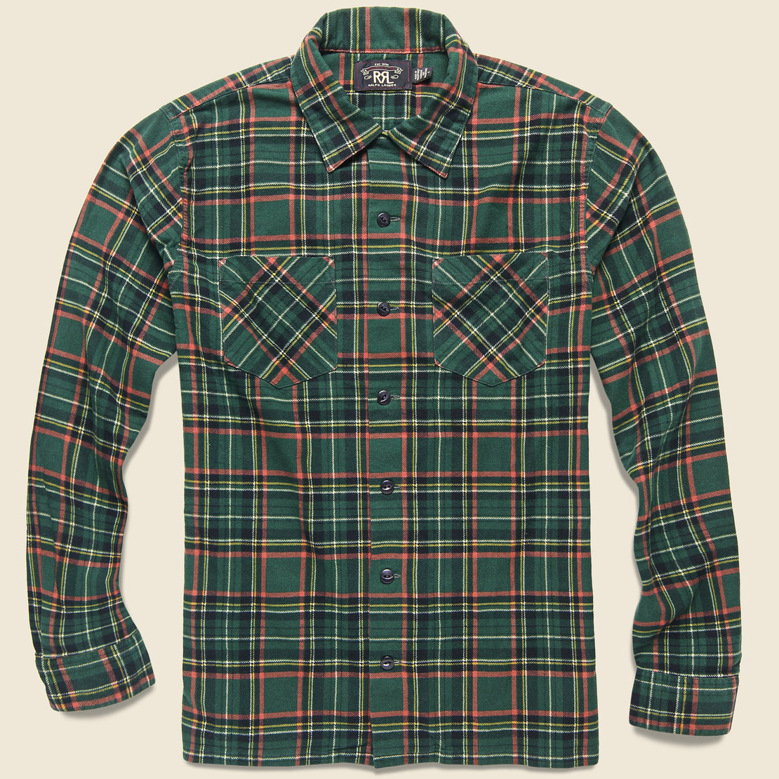 RRL Rodgers Flannel Overshirt - Green