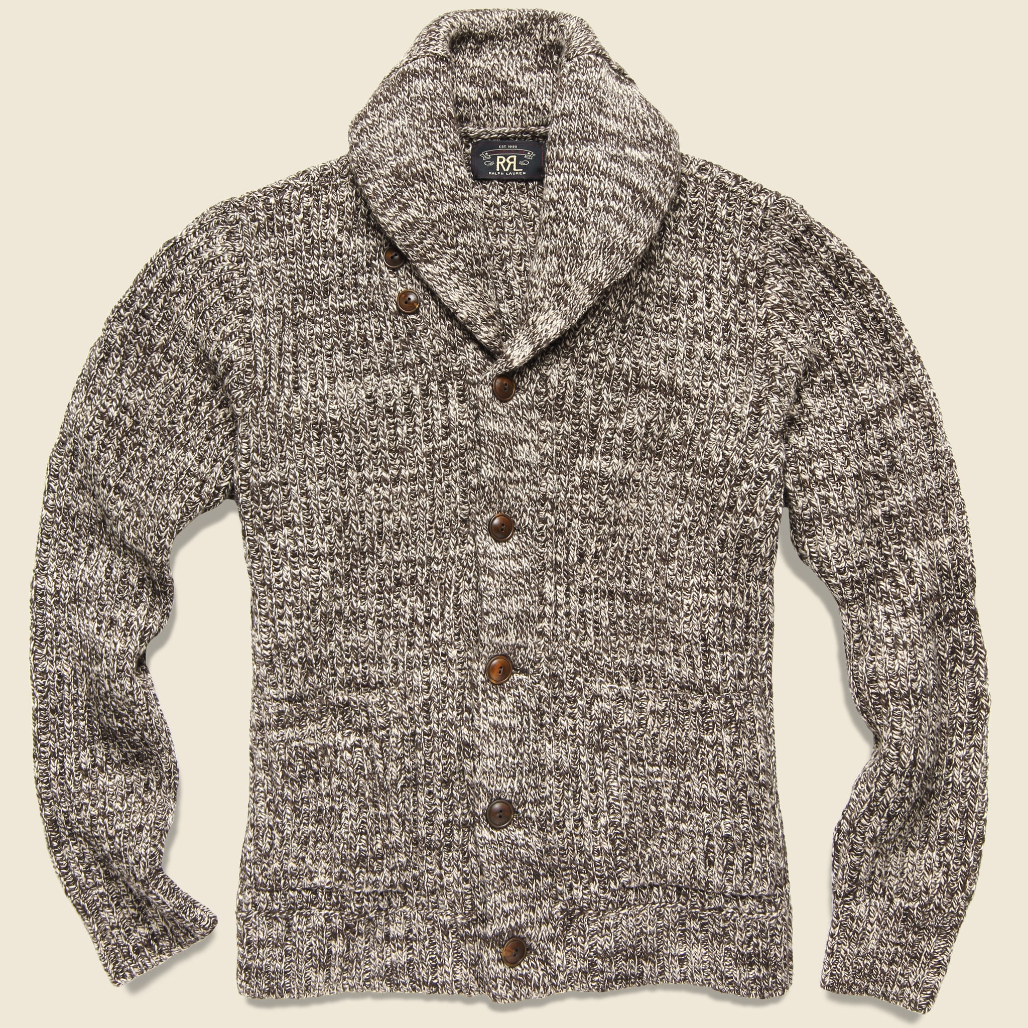 Cotton Shawl-Collar Cardigan - Brown Cream Marl - RRL - STAG Provisions - Tops - Sweater