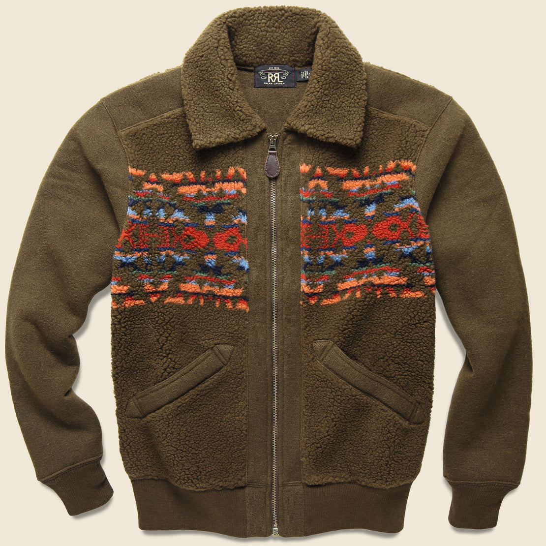 RRL Printed Fleece Jacket - Brown/Multi