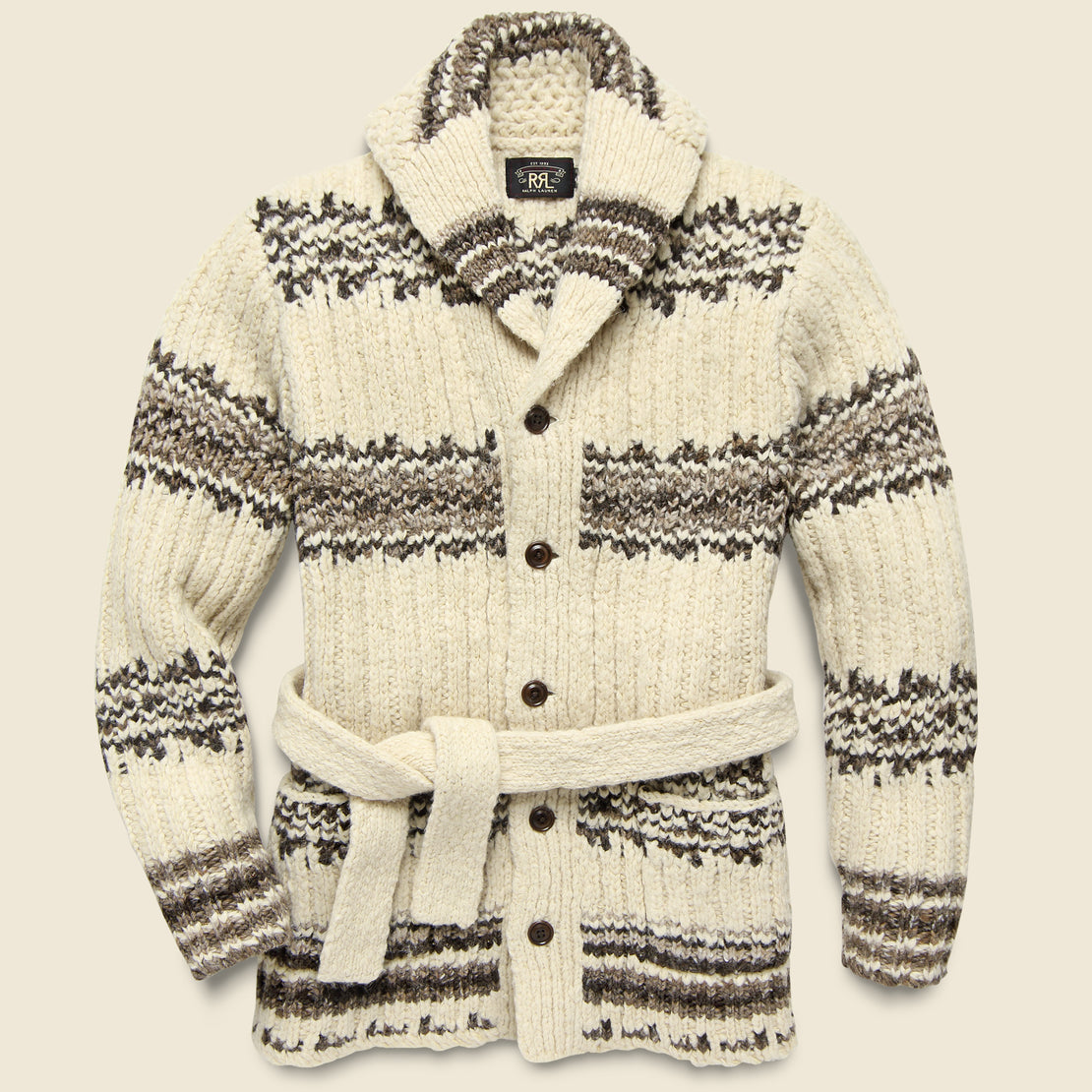 RRL Wool Ranch Sweater - Cream/Brown