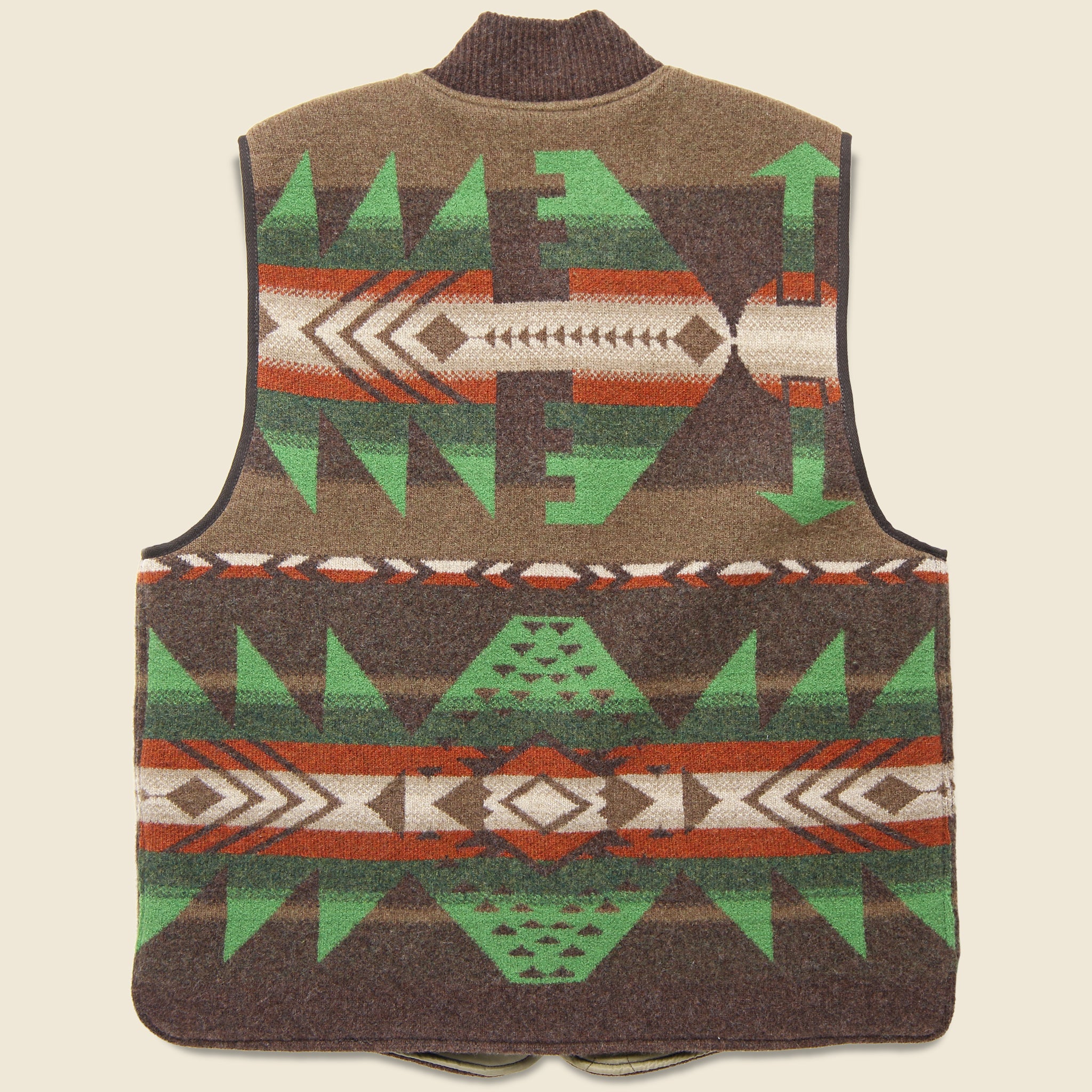 
                          Boiled Wool Jacquard Vest - Brown/Cream/Green - RRL - STAG Provisions - Outerwear - Vest
                        