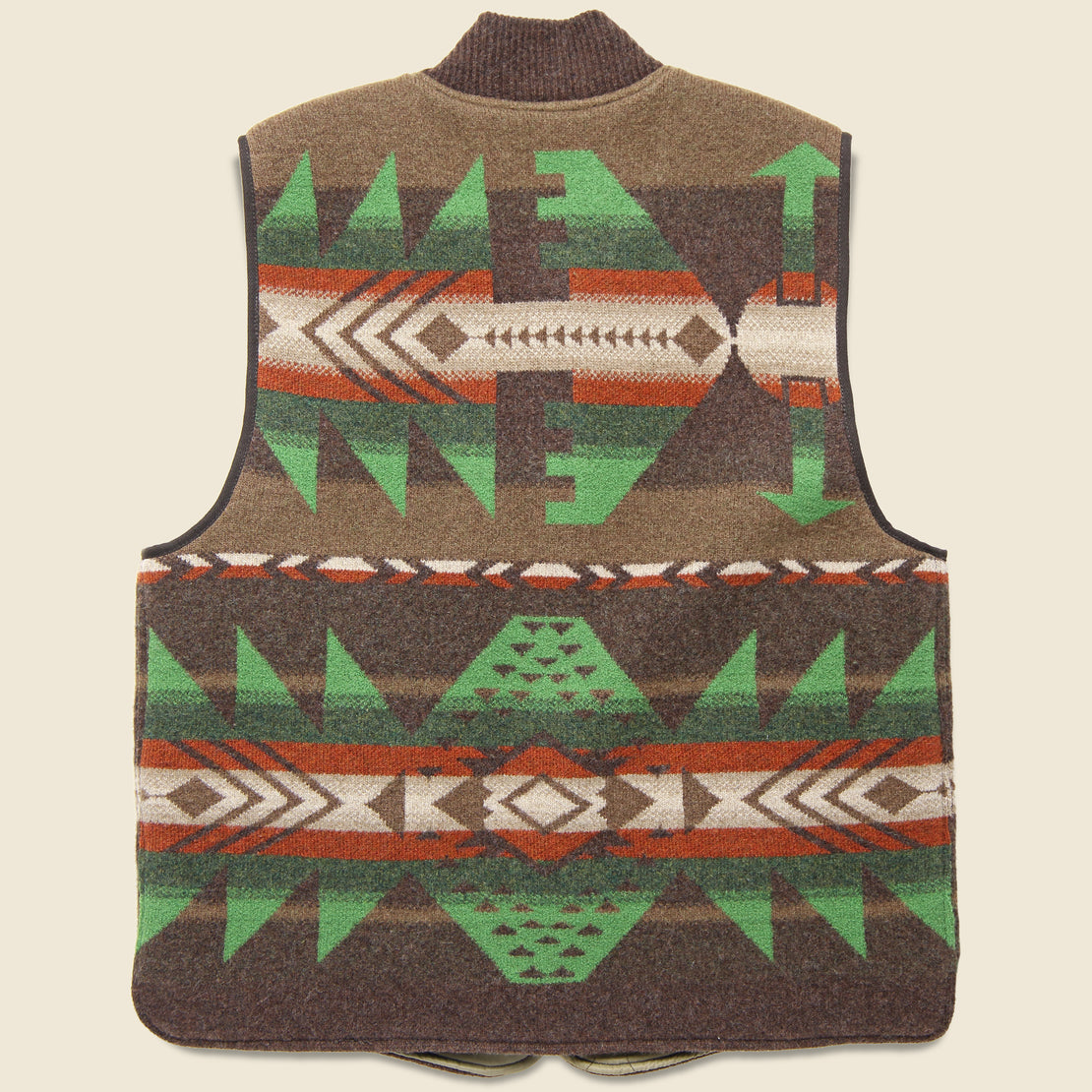 Boiled Wool Jacquard Vest - Brown/Cream/Green - RRL - STAG Provisions - Outerwear - Vest