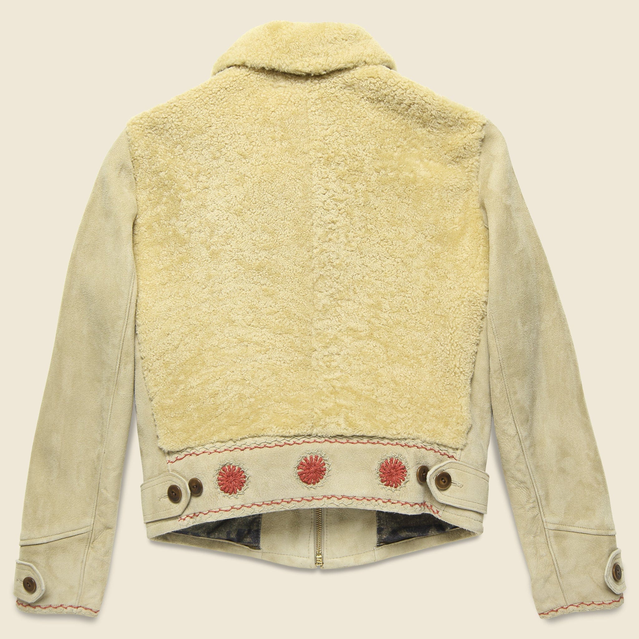 
                          Williams Shearling Embroidered Suede Jacket - Cream - RRL - STAG Provisions - W - Outerwear - Coat/Jacket
                        