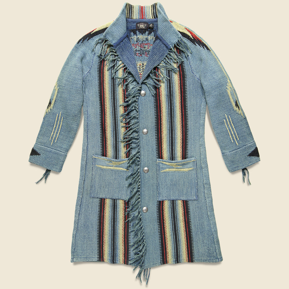 RRL Wool/Linen Chimayo Sweater Jacket - Sky Blue