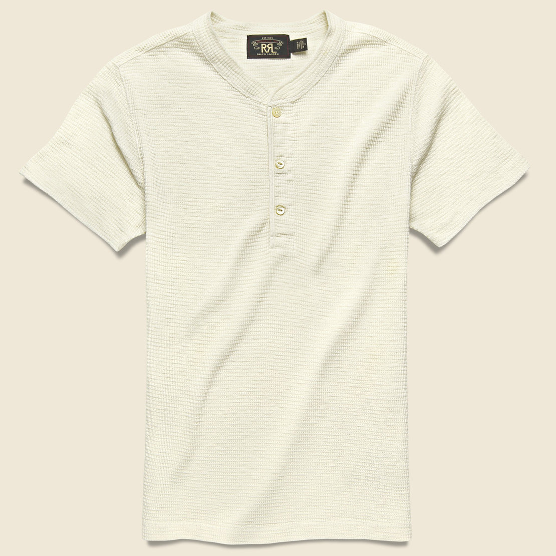 RRL Waffle-Knit Henley - Paper White