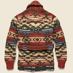 Hand-Knit Ranch Cardigan - Red/Navy/Cream - RRL - STAG Provisions - Tops - Sweater
