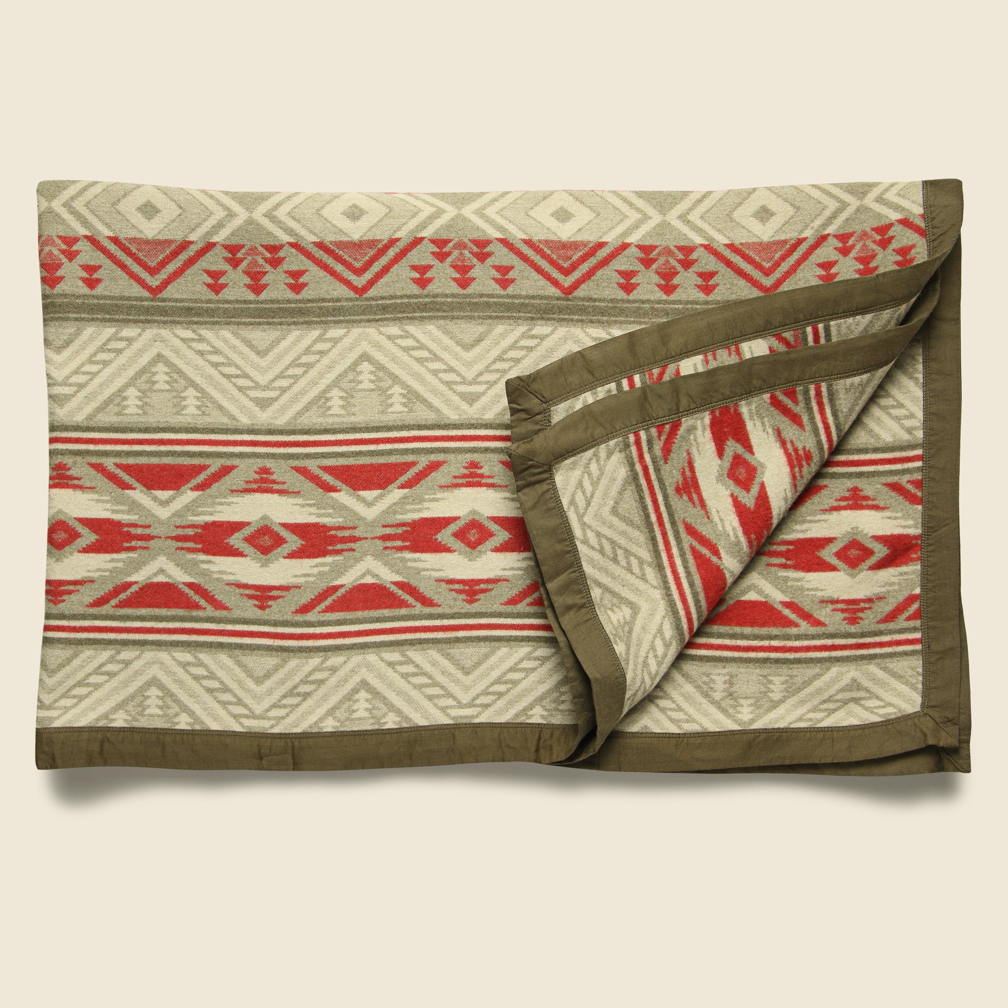 
                          Brushed Beach Jacquard Camp Blanket - Tan/Red - RRL - STAG Provisions - Gift - Blankets
                        