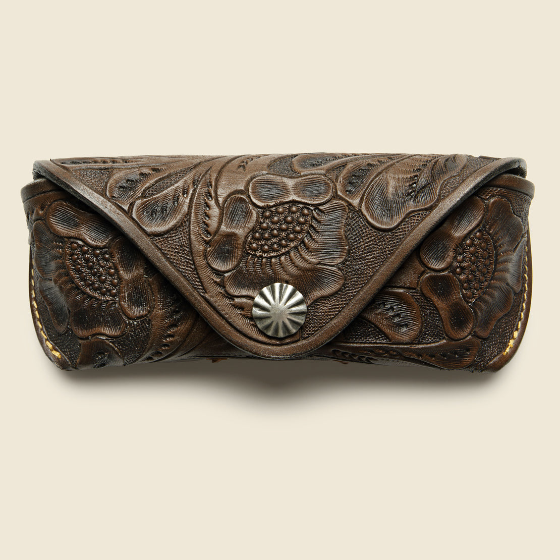 RRL Tooled Leather Eyeglass Case - Brown