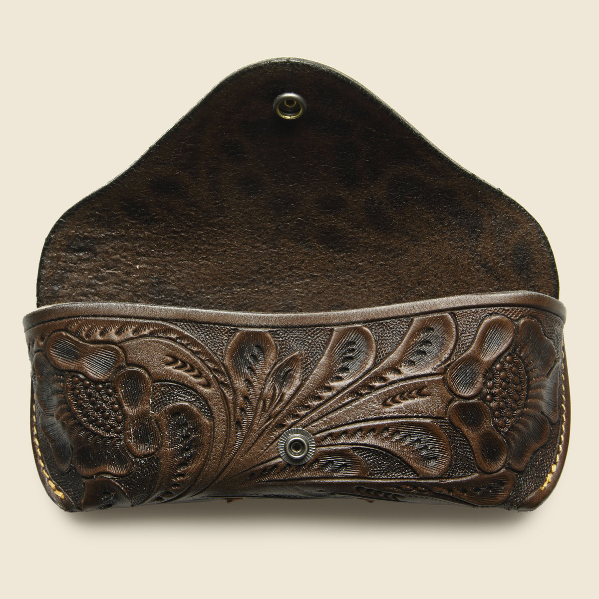 Tooled Leather Eyeglass Case - Brown