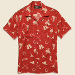 Western Print Rayon Camp Shirt - Red/Cream - RRL - STAG Provisions - Tops - S/S Woven - Other Pattern