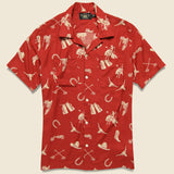 Western Print Rayon Camp Shirt - Red/Cream - RRL - STAG Provisions - Tops - S/S Woven - Other Pattern