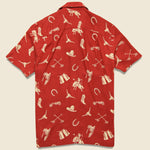 Western Print Rayon Camp Shirt - Red/Cream - RRL - STAG Provisions - Tops - S/S Woven - Other Pattern