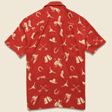 Western Print Rayon Camp Shirt - Red/Cream - RRL - STAG Provisions - Tops - S/S Woven - Other Pattern