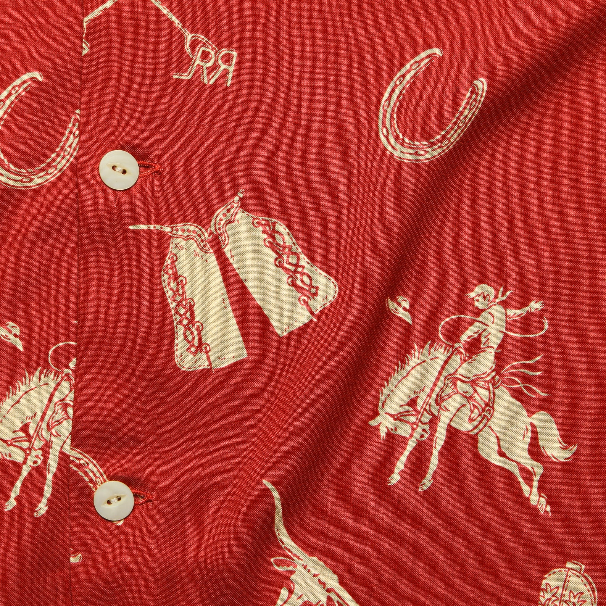 Western Print Rayon Camp Shirt - Red/Cream - RRL - STAG Provisions - Tops - S/S Woven - Other Pattern